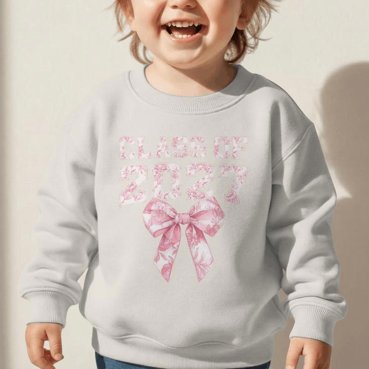 Class Of 2027 Preppy Coquette Bow Back To School Graduation Premium Tri-Blend Graphic Toddler Sweatshirt