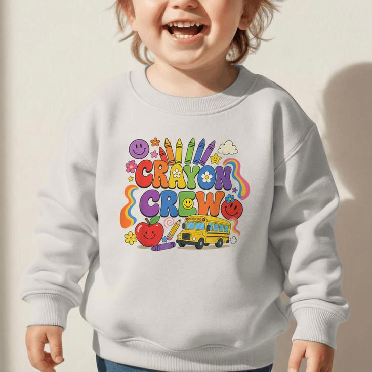 Crayon Crew Cute Back To School Vibes Student Graphic Toddler Sweatshirt