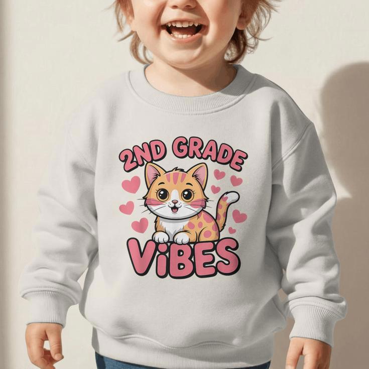 Cute Cat 2nd Grade Vibes Back To School Second Grade Girls Graphic Toddler Sweatshirt Cute Cat 2nd Grade Vibes Back To School Second Grade Girls Graphic Toddler Sweatshirt