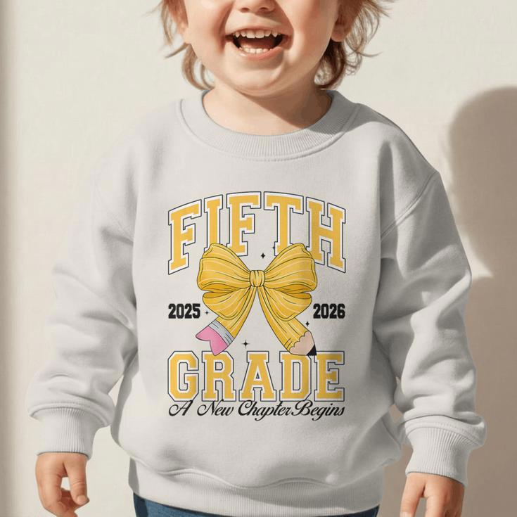 Fifth Grade Back To School First Day Pencil Bow 2025 Girls Graphic Toddler Sweatshirt