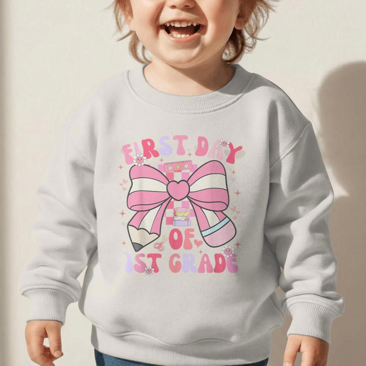 First Day Of 1st Grade Coquette Back To School Girls Kids Graphic Toddler Sweatshirt
