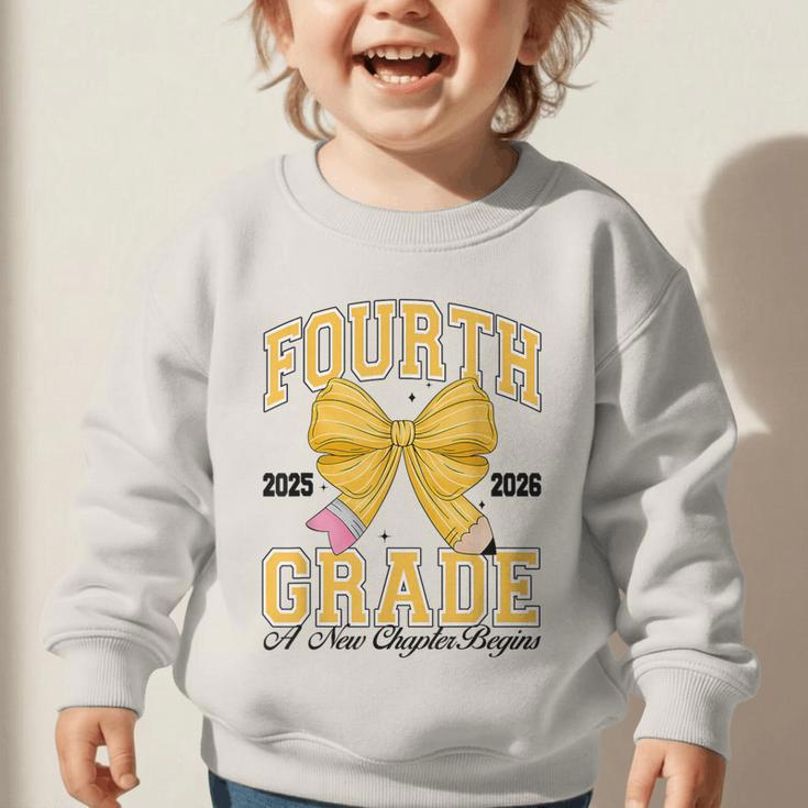 Fourth Grade Back To School First Day Pencil Bow 2025 Girls Graphic Toddler Sweatshirt Fourth Grade Back To School First Day Pencil Bow 2025 Girls Graphic Toddler Sweatshirt