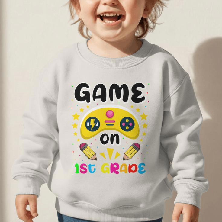 Game On 1st Grade Cute Video Gamer Back To School 2026 Kids Graphic Toddler Sweatshirt