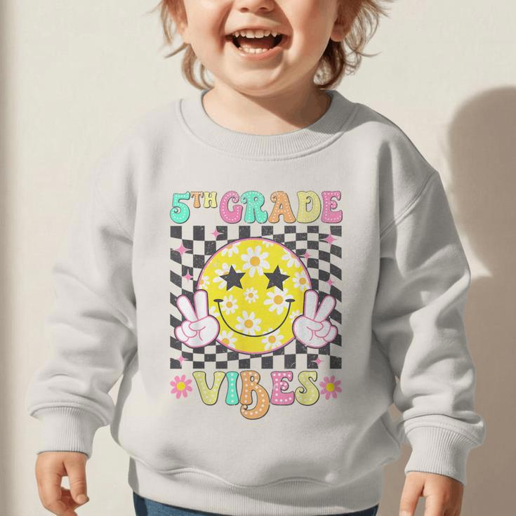 Girls 5th Grade Vibes Smile Face Back To School Fifth Grade Graphic Toddler Sweatshirt Girls 5th Grade Vibes Smile Face Back To School Fifth Grade Graphic Toddler Sweatshirt