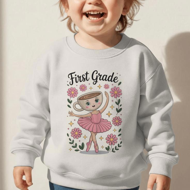 Girls Back To School Cappuccina Italian Brainrot First Grade Graphic Toddler Sweatshirt Girls Back To School Cappuccina Italian Brainrot First Grade Graphic Toddler Sweatshirt