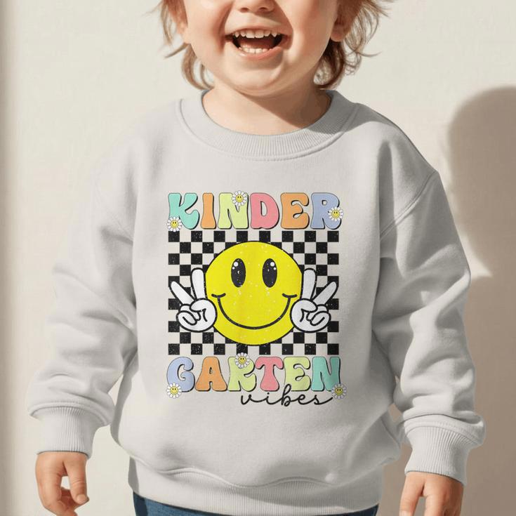 Girls Kindergarten Vibes Smile Face Back To School Kinder Graphic Toddler Sweatshirt