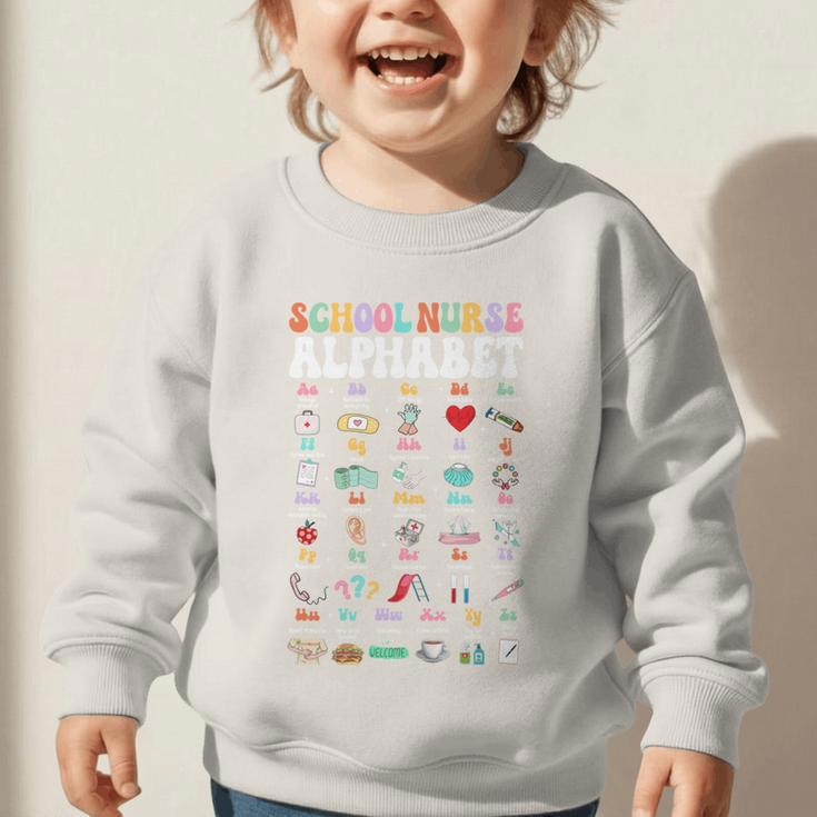 Groovy Cute ABC School Nurse Alphabet Back To School Women Graphic Toddler Sweatshirt Groovy Cute ABC School Nurse Alphabet Back To School Women Graphic Toddler Sweatshirt