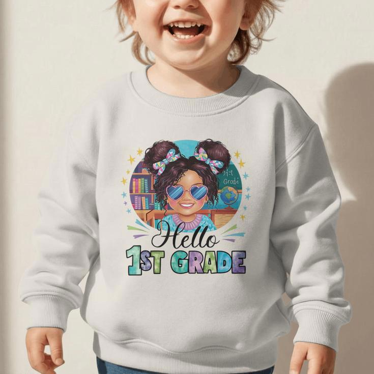 Hello 1st Grade Girl Back To School Kids Boys Girls Graphic Toddler Sweatshirt