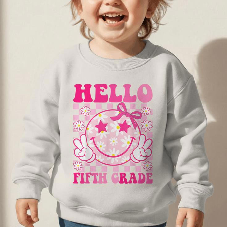 Hello Fifth Grade Coquette Bow Back To School 5th Grade Girl Graphic Toddler Sweatshirt Hello Fifth Grade Coquette Bow Back To School 5th Grade Girl Graphic Toddler Sweatshirt