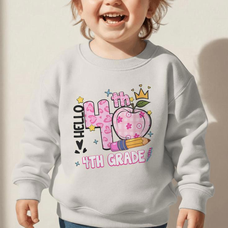 Hello Fourth 4th Grade Leopard Tie Dye Girl Back To School Graphic Toddler Sweatshirt Hello Fourth 4th Grade Leopard Tie Dye Girl Back To School Graphic Toddler Sweatshirt