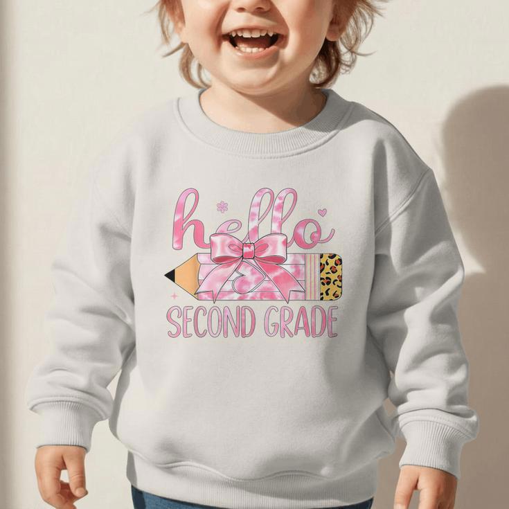 Hello Second Grade Pencil Tie Dye Coquette Back To School Graphic Toddler Sweatshirt Hello Second Grade Pencil Tie Dye Coquette Back To School Graphic Toddler Sweatshirt