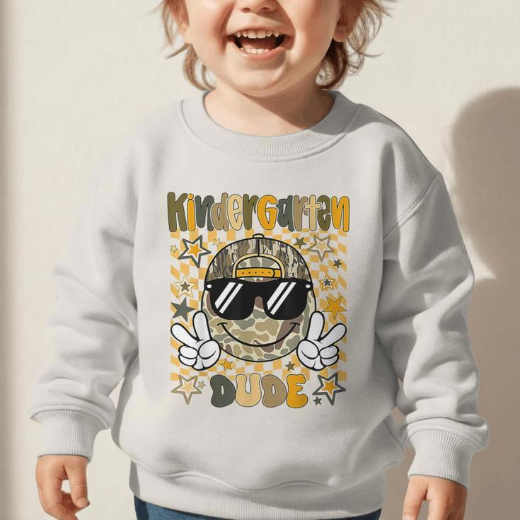 Kindergarten Camo Camouflage Smile Face Back To School Kids Graphic Toddler Sweatshirt