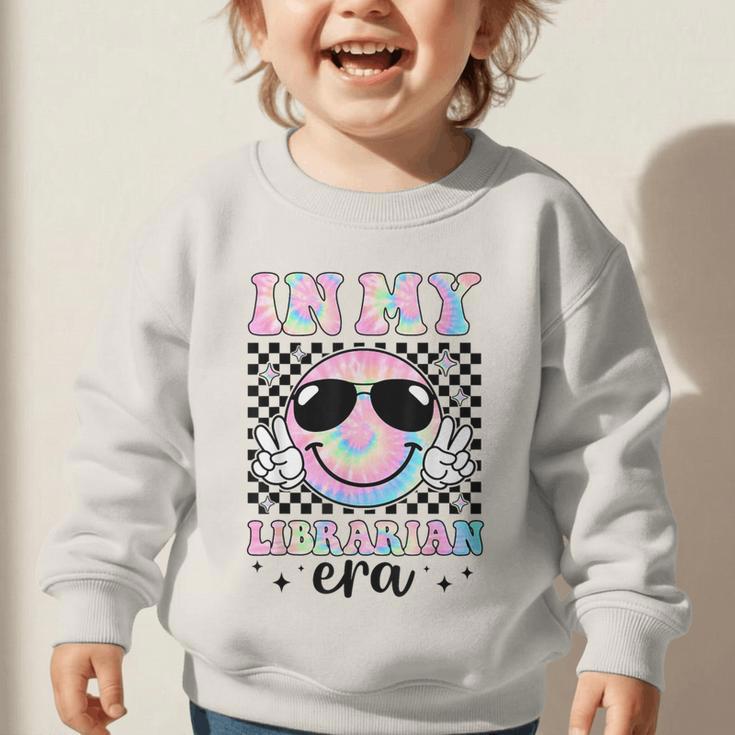 In My Librarian Era Groovy Tie Dye Back To School Graphic Toddler Sweatshirt