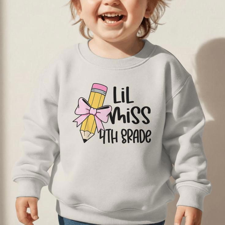 Lil Miss 4th Grade Coquette Bow Pencil Back To School Girls Graphic Toddler Sweatshirt Lil Miss 4th Grade Coquette Bow Pencil Back To School Girls Graphic Toddler Sweatshirt
