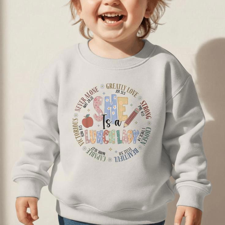 Lunch Lady God Says Bible Verse Christian Back To School Graphic Toddler Sweatshirt Lunch Lady God Says Bible Verse Christian Back To School Graphic Toddler Sweatshirt