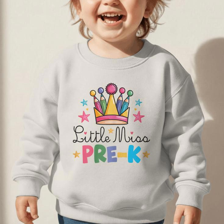 Miss Pre-K Pencils Crown Cute Back To School First Day Girls Graphic Toddler Sweatshirt