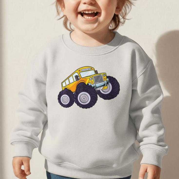 Monster Truck School Bus Yellow Back To School Kids Toddler Graphic Toddler Sweatshirt
