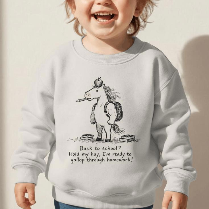 Naive Horse Doodle Back To School Gallop Homework Art Graphic Toddler Sweatshirt