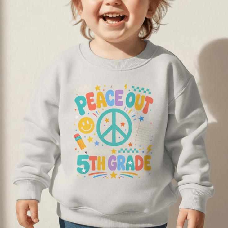 Peace Out 5th Grade Retro Back To School Students Graphic Toddler Sweatshirt Peace Out 5th Grade Retro Back To School Students Graphic Toddler Sweatshirt