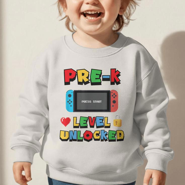 Pre-K Level Unlocked Back To School Video Game Graphic Toddler Sweatshirt