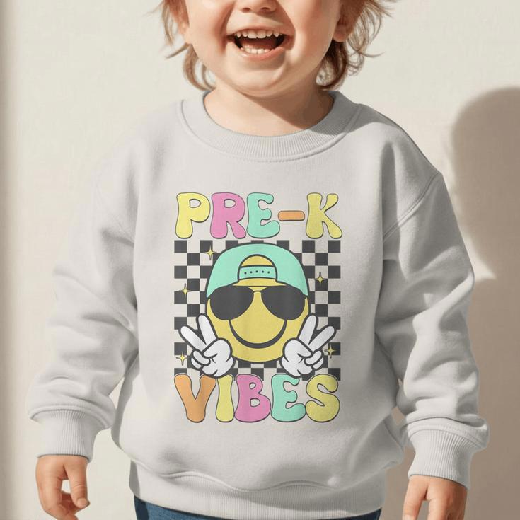 Pre-K Vibes Smile Face Back To School Pre-K Graphic Toddler Sweatshirt Pre-K Vibes Smile Face Back To School Pre-K Graphic Toddler Sweatshirt
