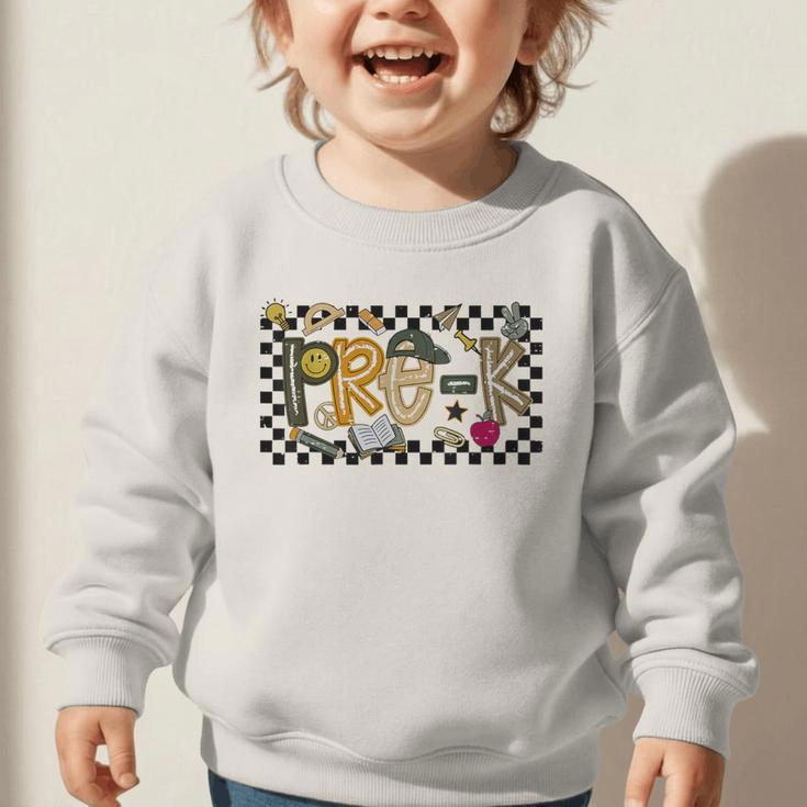 Retro Checkered Back To School Pre K Dude Cute Kid Preschool Graphic Toddler Sweatshirt Retro Checkered Back To School Pre K Dude Cute Kid Preschool Graphic Toddler Sweatshirt