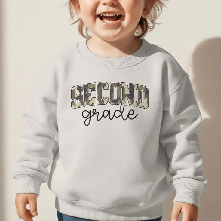 Retro Second Grade Camo Back To School Girls Boys 2nd Grade Graphic Toddler Sweatshirt Retro Second Grade Camo Back To School Girls Boys 2nd Grade Graphic Toddler Sweatshirt