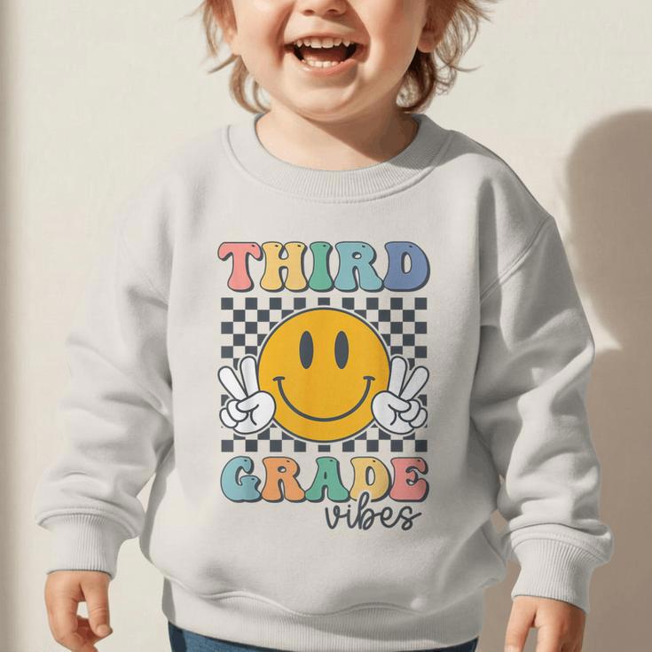 Third Grade Vibes Retro Smile Back To School 3rd Grade Team Graphic Toddler Sweatshirt Third Grade Vibes Retro Smile Back To School 3rd Grade Team Graphic Toddler Sweatshirt