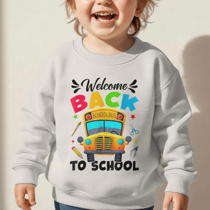 Welcome Back To School Outfit School Bus Driver Graphic Toddler Sweatshirt