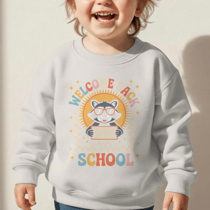 Welcome Back To School Raccoon First Day Of School Checkered Premium Tri-Blend Graphic Toddler Sweatshirt