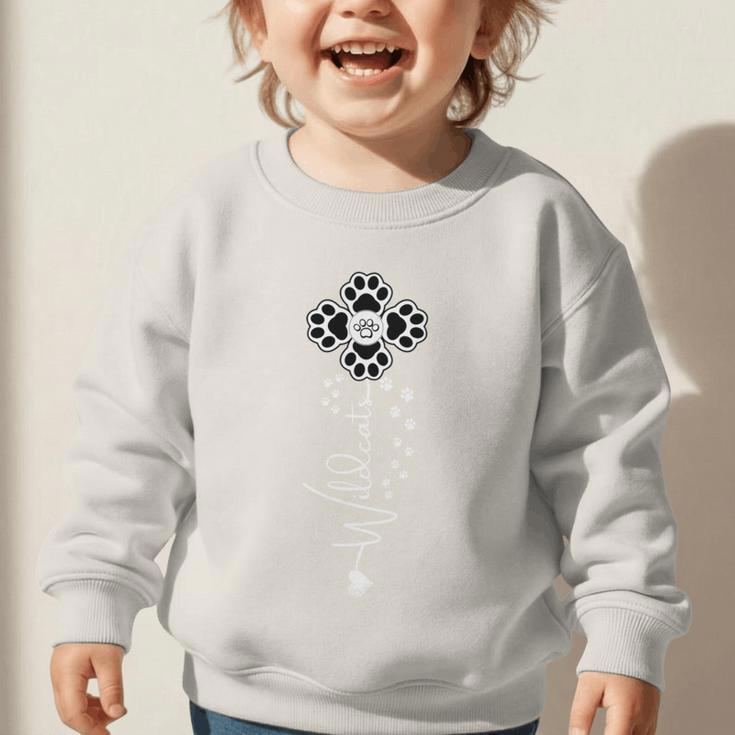 Wildcats Flower Sports Fan Team Spirit Mascot Back To School Graphic Toddler Sweatshirt Wildcats Flower Sports Fan Team Spirit Mascot Back To School Graphic Toddler Sweatshirt