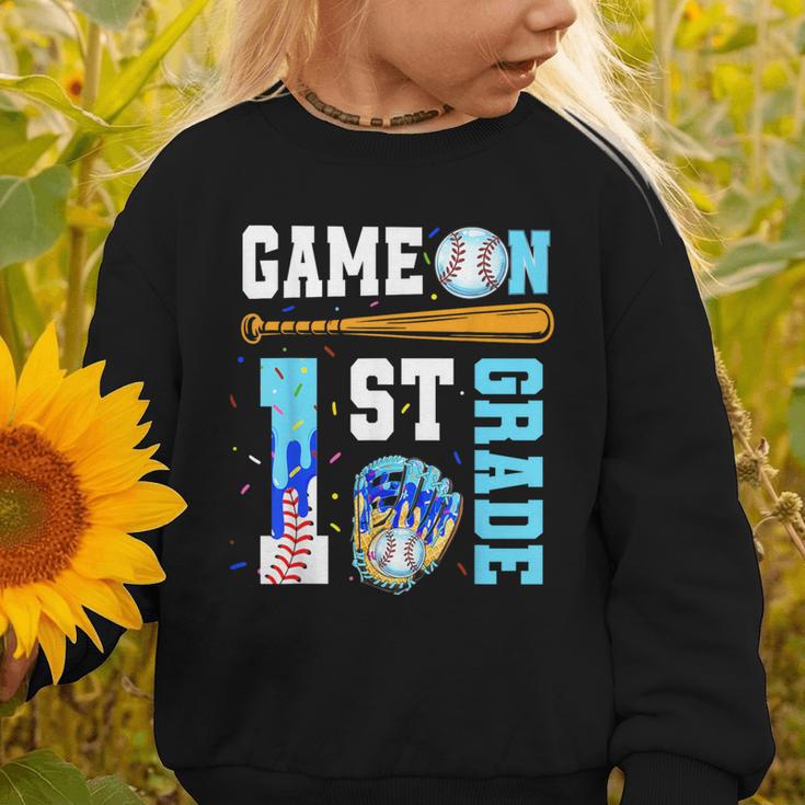 1st Grade Back To School Baseball Drip Ice Cream Game On Graphic Toddler Sweatshirt