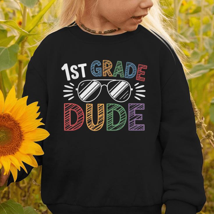 1st Grade Dude Sunglasses First Day Of Back To School Boys Graphic Toddler Sweatshirt