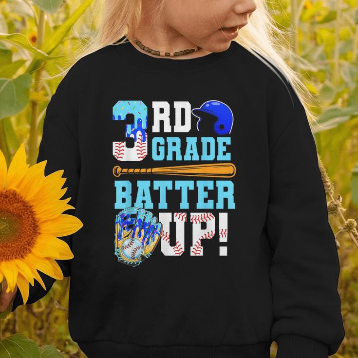 3rd Grade Back To School Baseball Drip Ice Cream Batter Up Graphic Toddler Sweatshirt