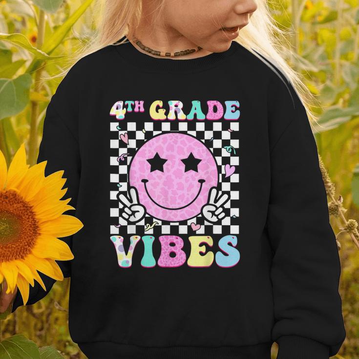 4th Grade Vibes Groovy Back To School Fourth Grade Girls Kid Graphic Toddler Sweatshirt