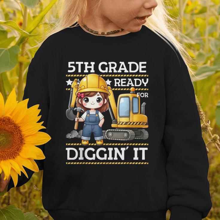 5th Grade Ready For Digging Construction Girl Back To School Graphic Toddler Sweatshirt