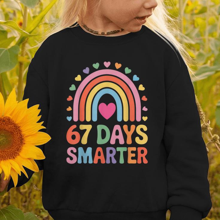67 Days Smarter Rainbow For Back To School Kids Graphic Toddler Sweatshirt