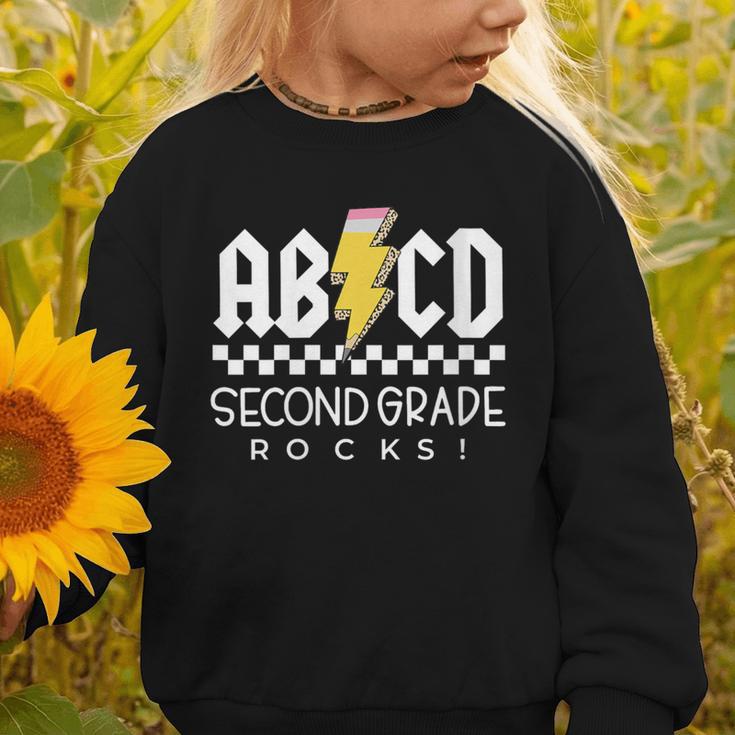 ABCD Second Grade Rocks First Day Of School Back To School Graphic Toddler Sweatshirt ABCD Second Grade Rocks First Day Of School Back To School Graphic Toddler Sweatshirt