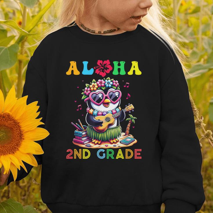 Aloha Second Grade Penguin Hawaii Back To School Kids Girl Graphic Toddler Sweatshirt