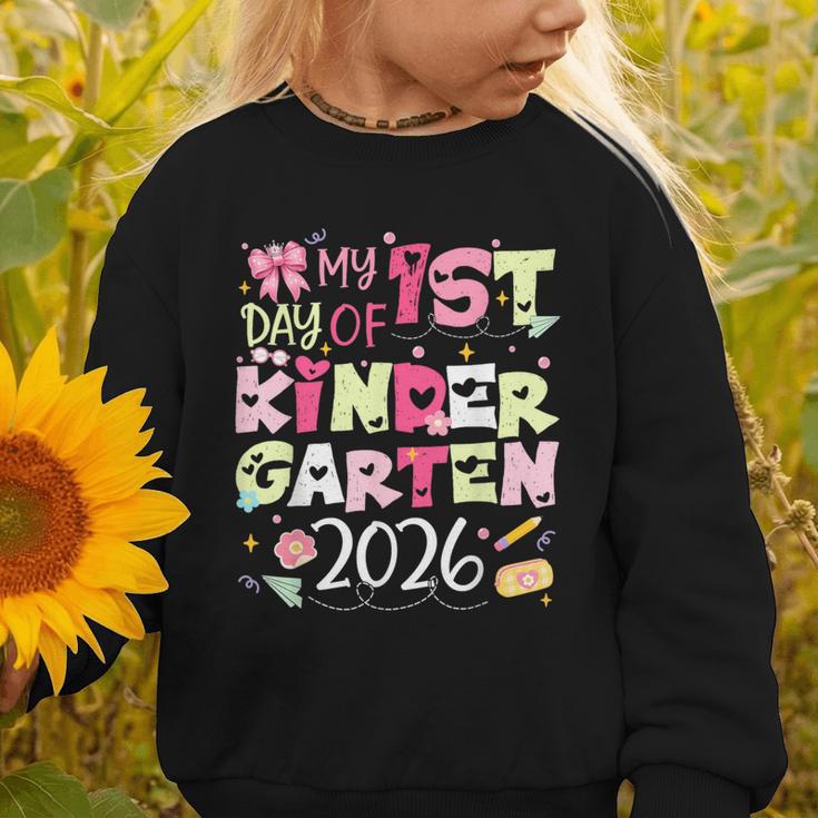 Back To School My 1st Day Of Kindergarten 2026 Bow Graphic Toddler Sweatshirt Back To School My 1st Day Of Kindergarten 2026 Bow Graphic Toddler Sweatshirt