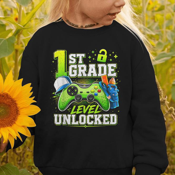 Back To School 1st First Grade Level Unlocked Gamer Kid Graphic Toddler Sweatshirt Back To School 1st First Grade Level Unlocked Gamer Kid Graphic Toddler Sweatshirt