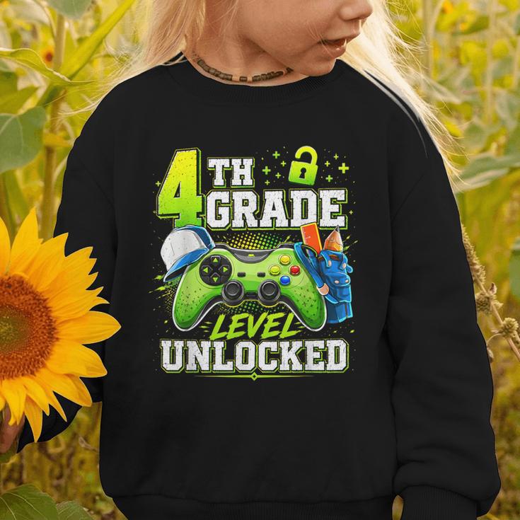 Back To School 4th Fourth Grade Level Unlocked Gamer Kid Graphic Toddler Sweatshirt Back To School 4th Fourth Grade Level Unlocked Gamer Kid Graphic Toddler Sweatshirt
