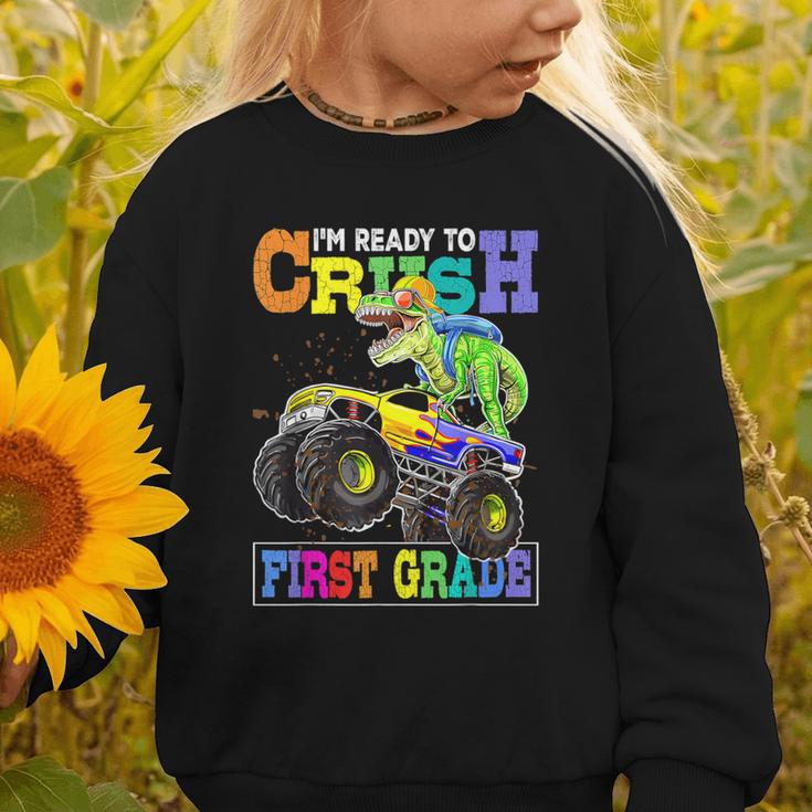 Back To School Boy Dinosaur I'm Ready To Crush First Grade Graphic Toddler Sweatshirt Back To School Boy Dinosaur I'm Ready To Crush First Grade Graphic Toddler Sweatshirt