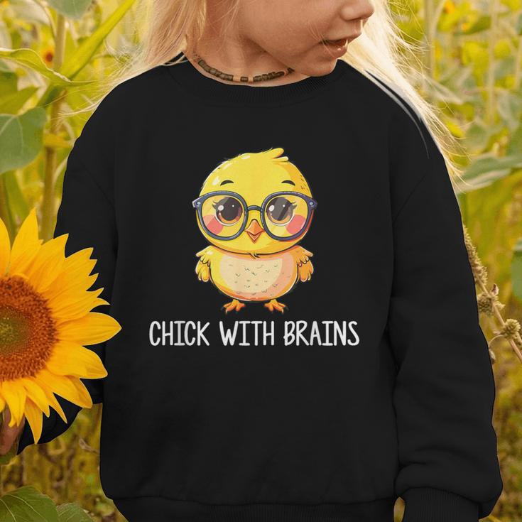 Back To School Chick With Brains Smart Intelligent Girls Graphic Toddler Sweatshirt