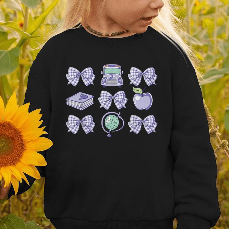 Back To School Coquette Bow Gingham First Day Of School Bows Graphic Toddler Sweatshirt Back To School Coquette Bow Gingham First Day Of School Bows Graphic Toddler Sweatshirt