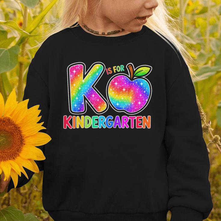 Back To School F Is For Kindergarten Rainbow Apple Kid Graphic Toddler Sweatshirt Back To School F Is For Kindergarten Rainbow Apple Kid Graphic Toddler Sweatshirt