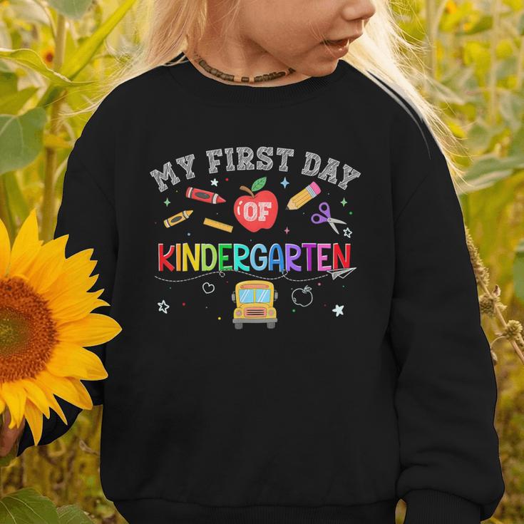 Back To School My First Day Of Kindergarten Boy Girl Graphic Toddler Sweatshirt