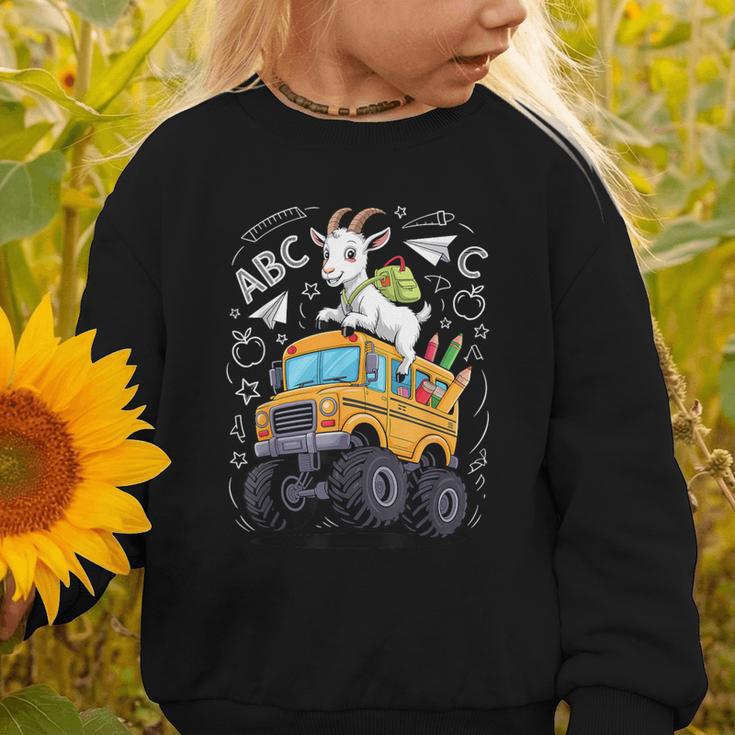 Back To School Goat School Bus 100 Days Of School Graphic Toddler Sweatshirt