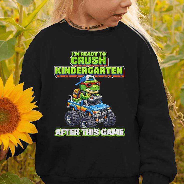 Back To School Kindergarten Retro Monster Truck Dinosaur Boy Graphic Toddler Sweatshirt