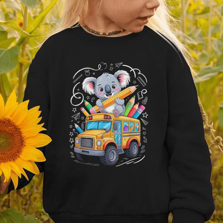 Back To School Koala School Bus 100 Days Of School Graphic Toddler Sweatshirt Back To School Koala School Bus 100 Days Of School Graphic Toddler Sweatshirt